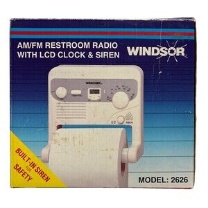 WINDSOR AM/FM Restroom Radio LCD Clock Siren 1994 MODEL 2626 Rotary Vol Control